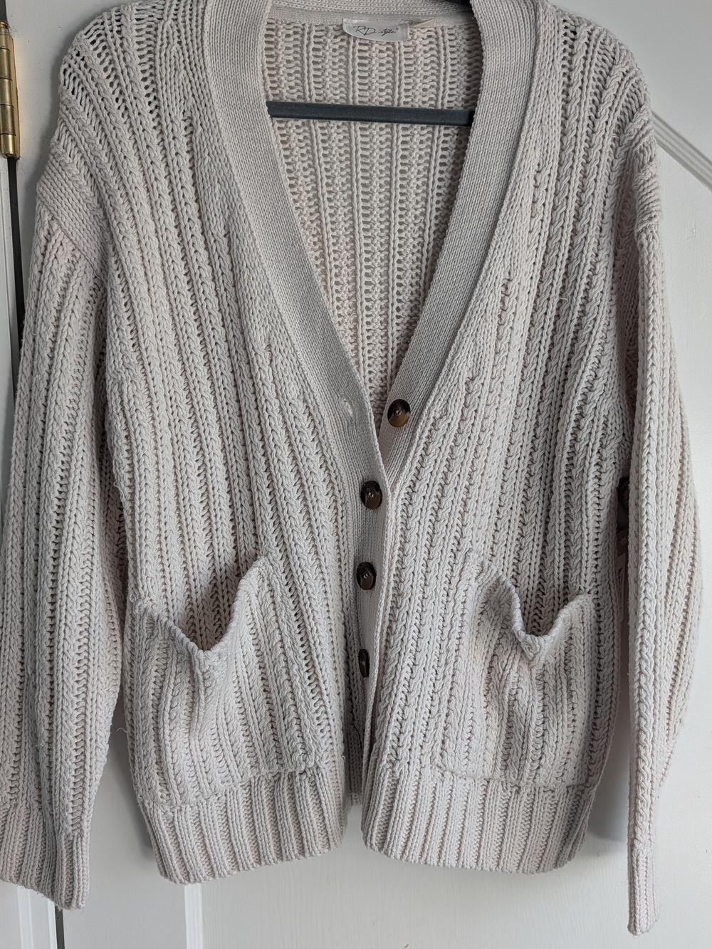 RD Style Cream Cotton Blend Open Knit Cardigan NWT